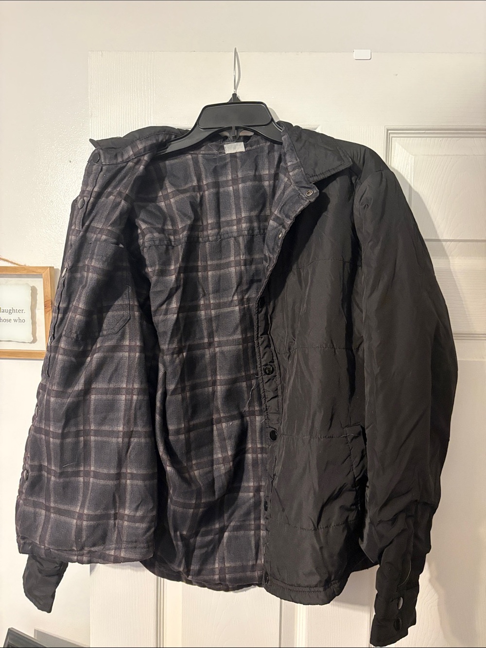 Target Men’s Black Quilted Puffer Jacket with Plaid Lining